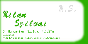 milan szilvai business card